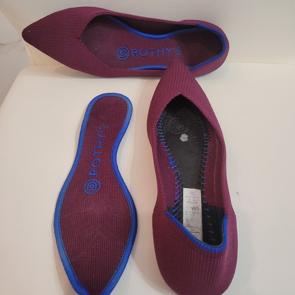 Rothy's The Point Women's Size 5 W US Burgundy Pointed Toe Slip On Flat Shoes - Picture 9 of 15